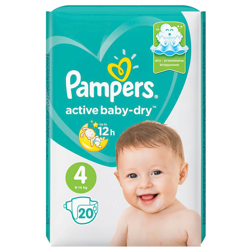 

Подгузники Pampers Active Baby 20шт Extra драй maxi 9-14кг 4