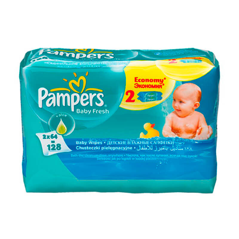 

Салфетки Pampers 64штх2 увлажненные детские бэби фреш сменный блок