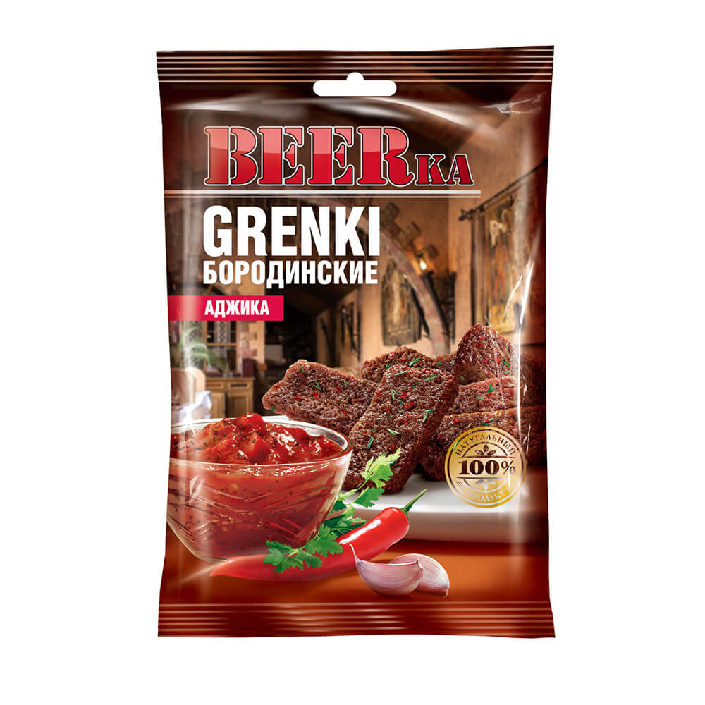 

Гренки BEERka 60г бородинские аджика