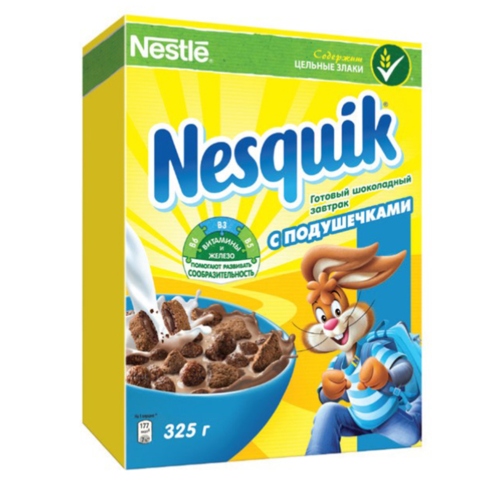 

Готовый завтрак Nesquik 325г шоколадный с подушечками кор. Nestle