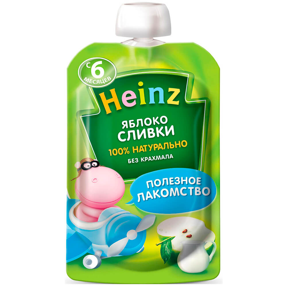 

Пюре Heinz 90г яблоко сливки с 6 месяцев дой-пак