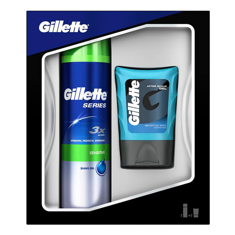 

Набор подарочный Gillette гель для бритья + гель после бритья для чувствительной кожи