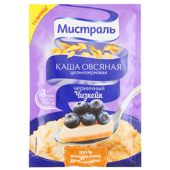 

Каша мистраль 40г овсяная черничный чизкейк