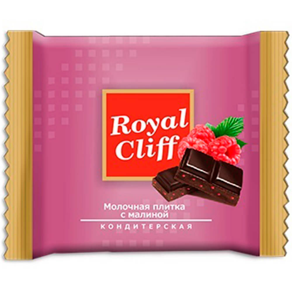 

Кондитерская молчная плитка 90г Royal Cliff с малиной МКК