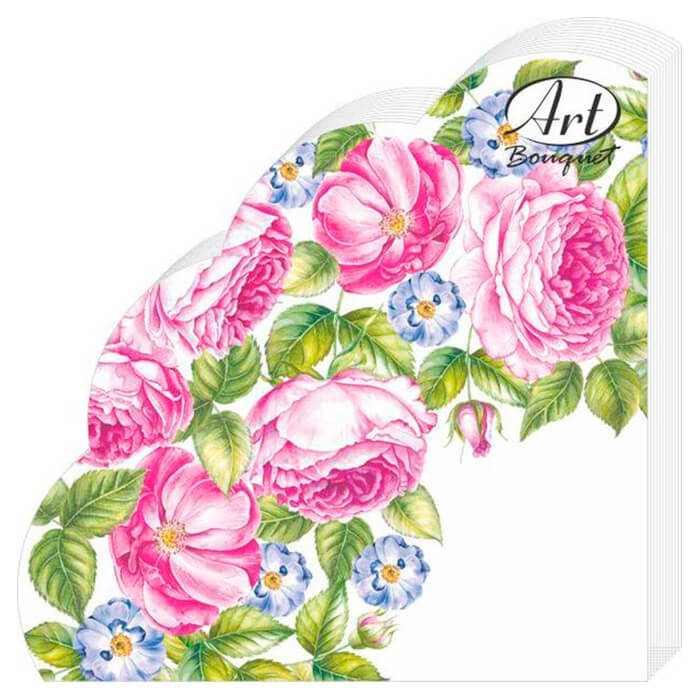 

Салфетки арт букет 12шт 32см 3 слоя розы круглые