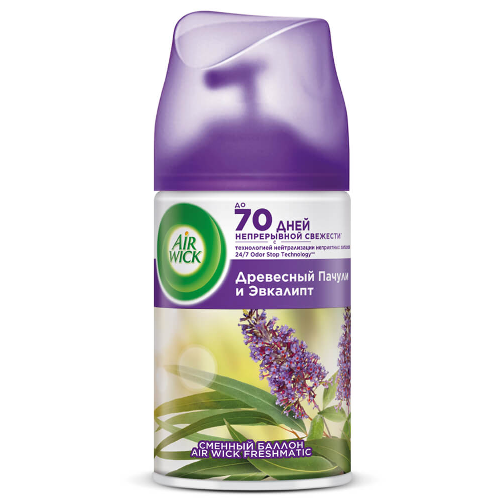 

Освежитель воздуха AirWick Pure 250мл пачули и эвкалипт сменный блок 5 масел