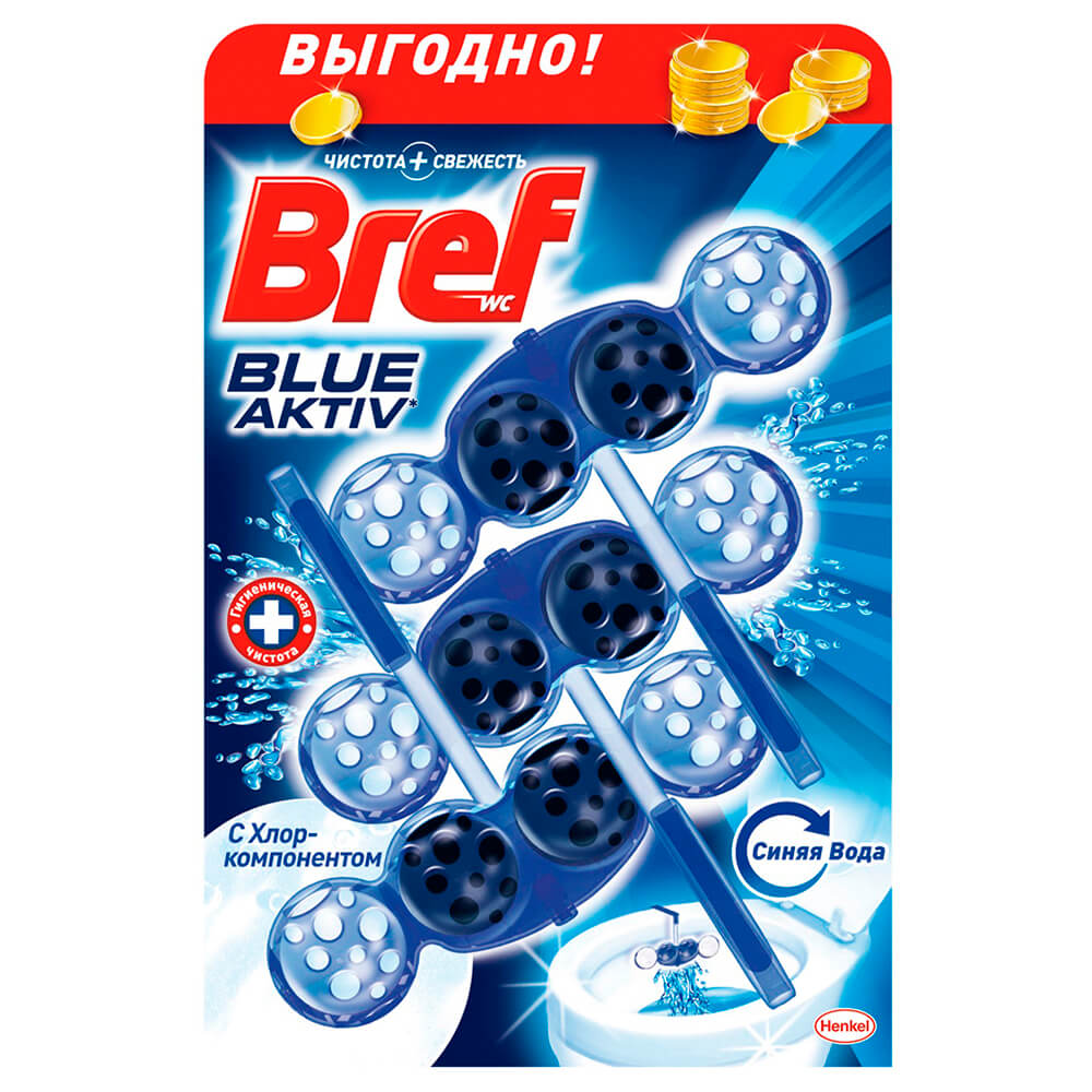 

Освежитель для унитаза Bref Blue-Aktiv 3*50г с хлор-компонентом