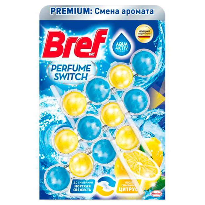 

Освежитель для унитаза Bref Perfume Switch 3*50г морская свежесть-цитрус