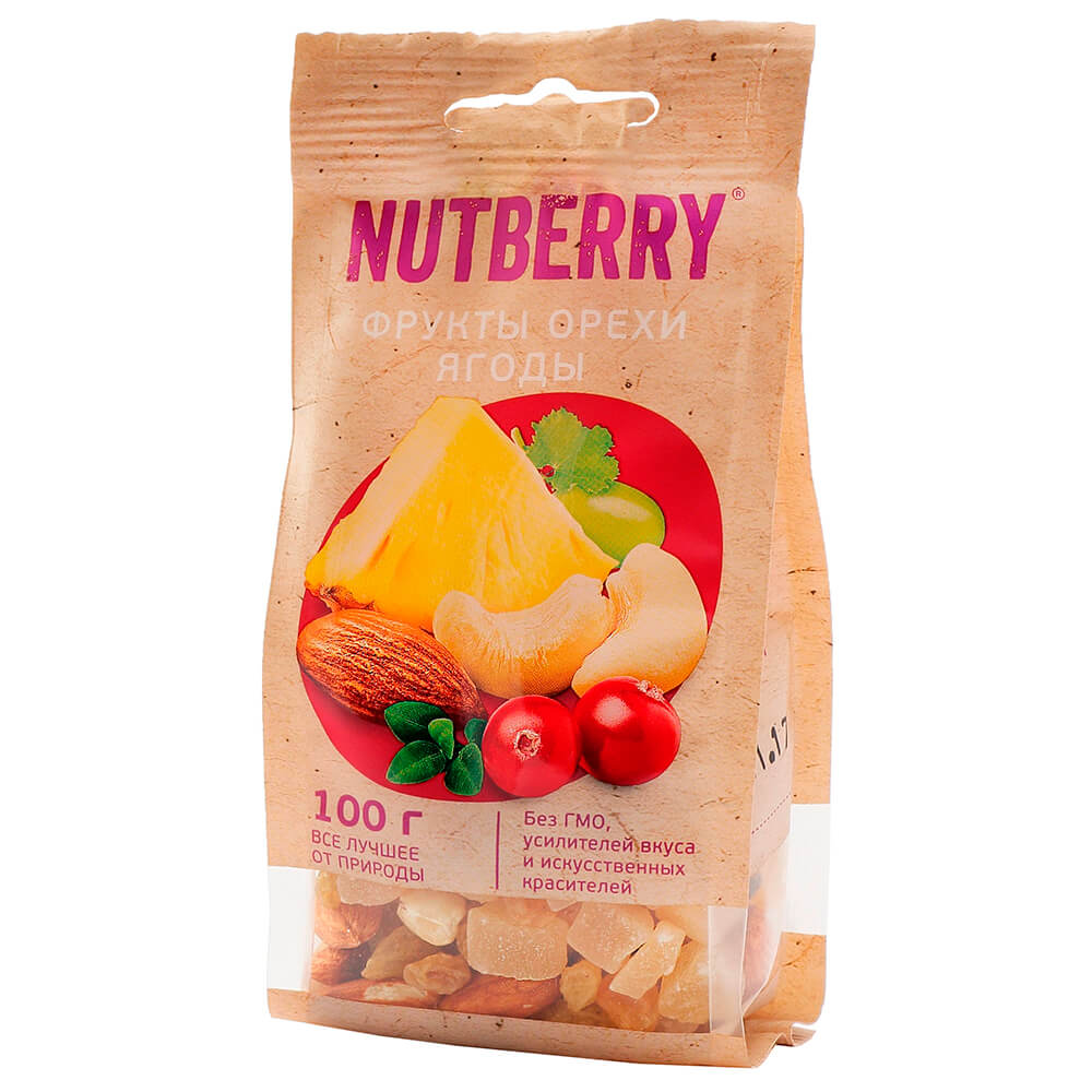 

Смесь орехи фрукты ягоды 100г Nutberry