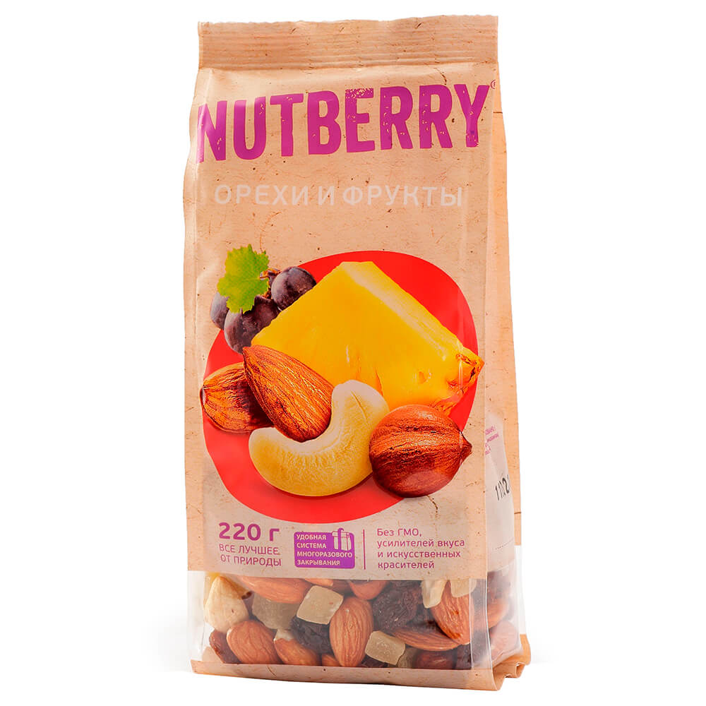 

Смесь орехи и фрукты 220г Nutberry