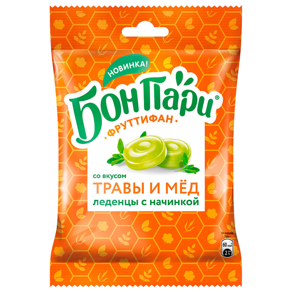 

Карамель бон пари 65г фруктовые леденцы травы мед нестле