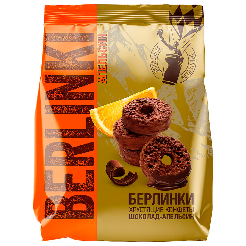 

Конфеты Berlinki 120г хрустящие в шоколадной глазури со вкусом апельсина