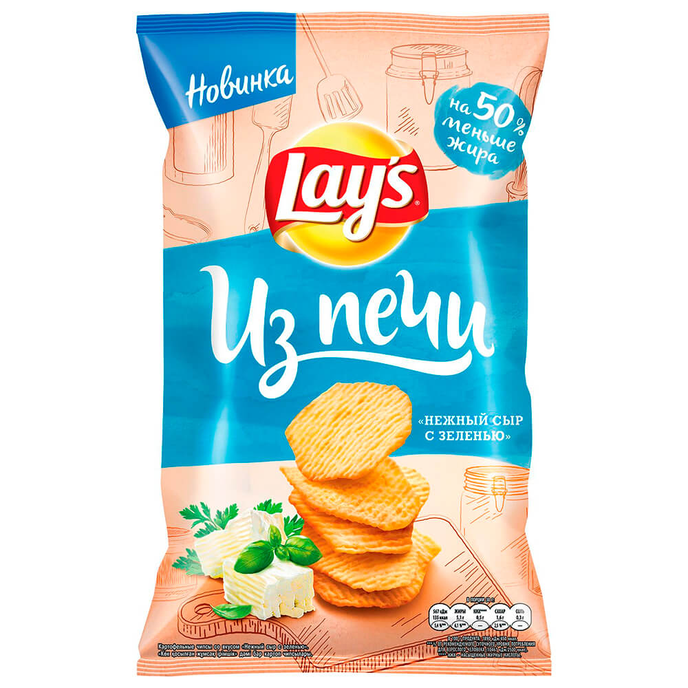 Чипсы lays из печи нежный сыр с зеленью 120г