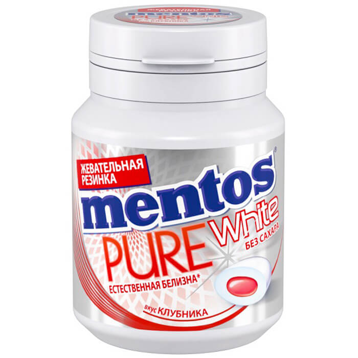 

Резинка жевательная Mentos пур вайт 54г со вкусом клубники Pure White