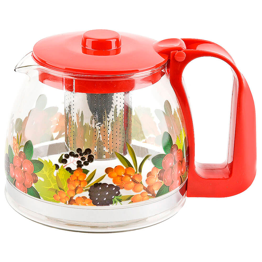 

Чайник заварочный 1,25л Nouvelle ягодный микс металлический фильтр стекло п/у 5260023