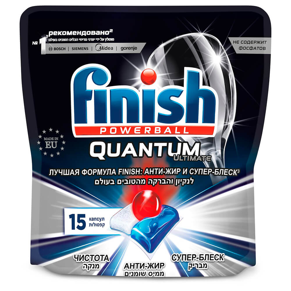 

Таблетки для посудомоечных машин Finish Quantum 15шт
