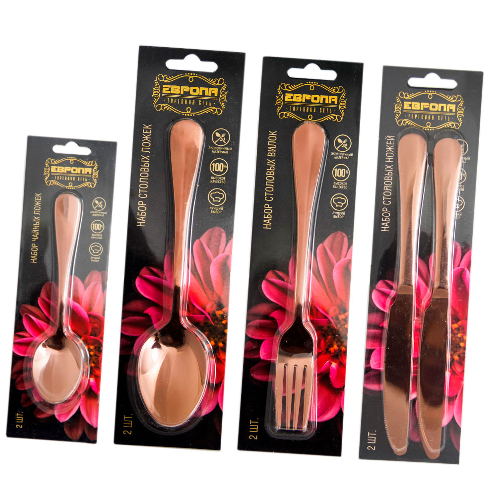 

Набор столовых приборов 24пр Европа розовое золото