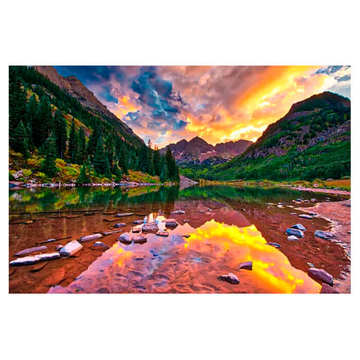 

Холст с красками по номерам Рыжий кот 22х30см закат над горным озером hs133